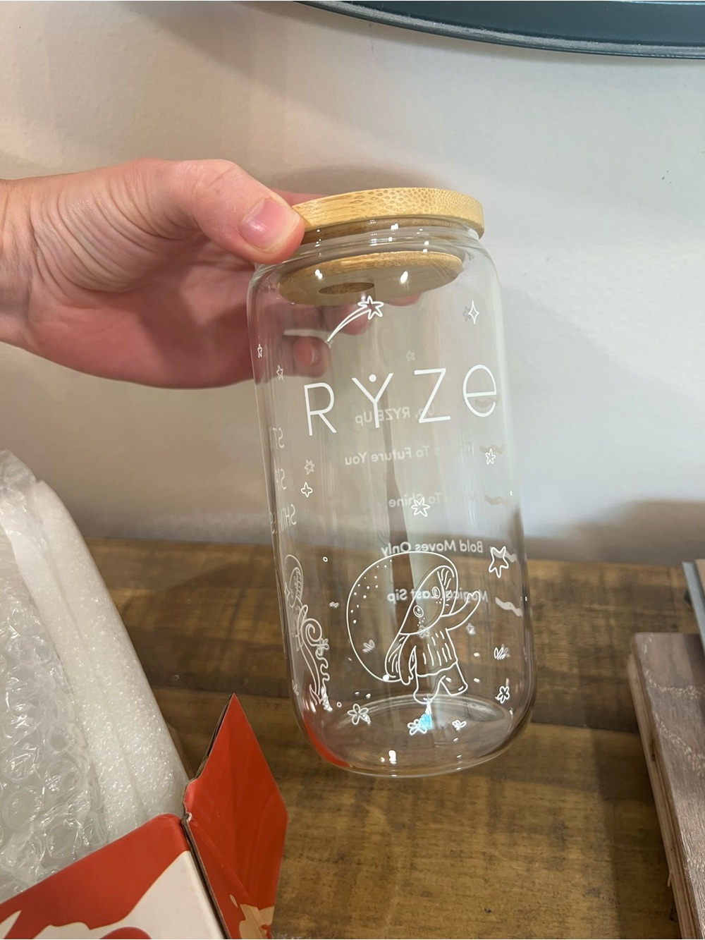 Glass Drinkware Jar with Bamboo Lid - Clear